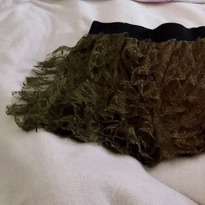 Dark green lace ruffle skirt